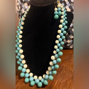 Elegant aqua, blue and green Beaded Necklace Set (with earrings)